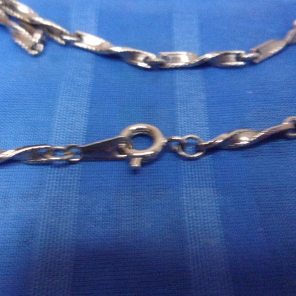 Blue Bead Silver Bar Link Lariat Style Necklace 26" Long - Picture 8 of 11